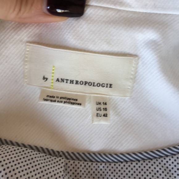 ANTHROPOLOGIE Jacket NEVE Blazer Utility White Cotton Twill Pockets Lined - Picture 5 of 8